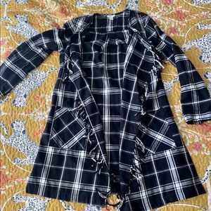 CATO plaid fringe cardigan